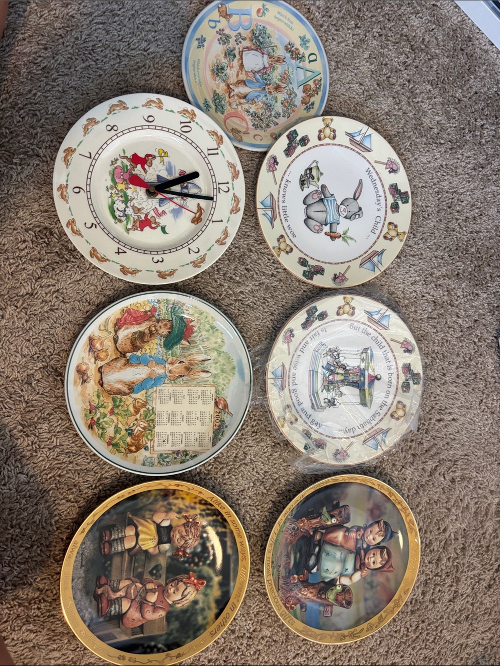 Nursery Storybook Decorative Wall Plate Set - Cream and Pastel Colors